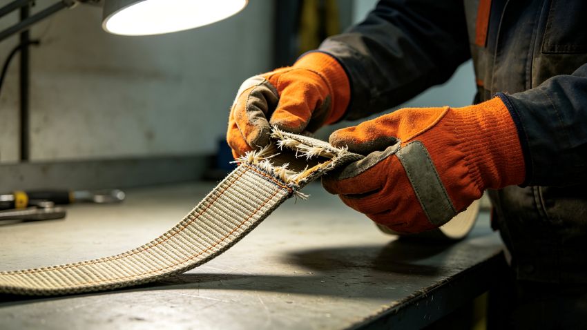 Pre-use inspection of the choke point area—check for cuts, abrasion, and stitching damage; choke point must be on the sling body..jpg